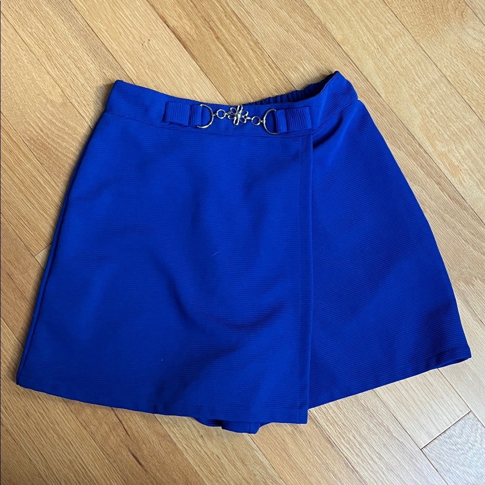 Women's Blue Skort with Belt Detail